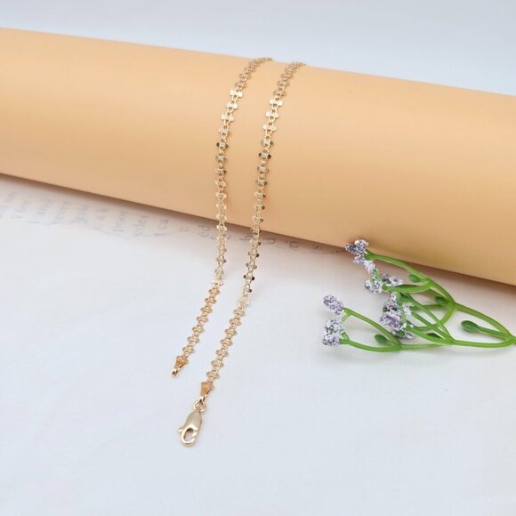 Rose Gold Plated Brass Necklace with Elegant Pattern – 17.7 Inches, XPNL0024 - Picture 8 of 12